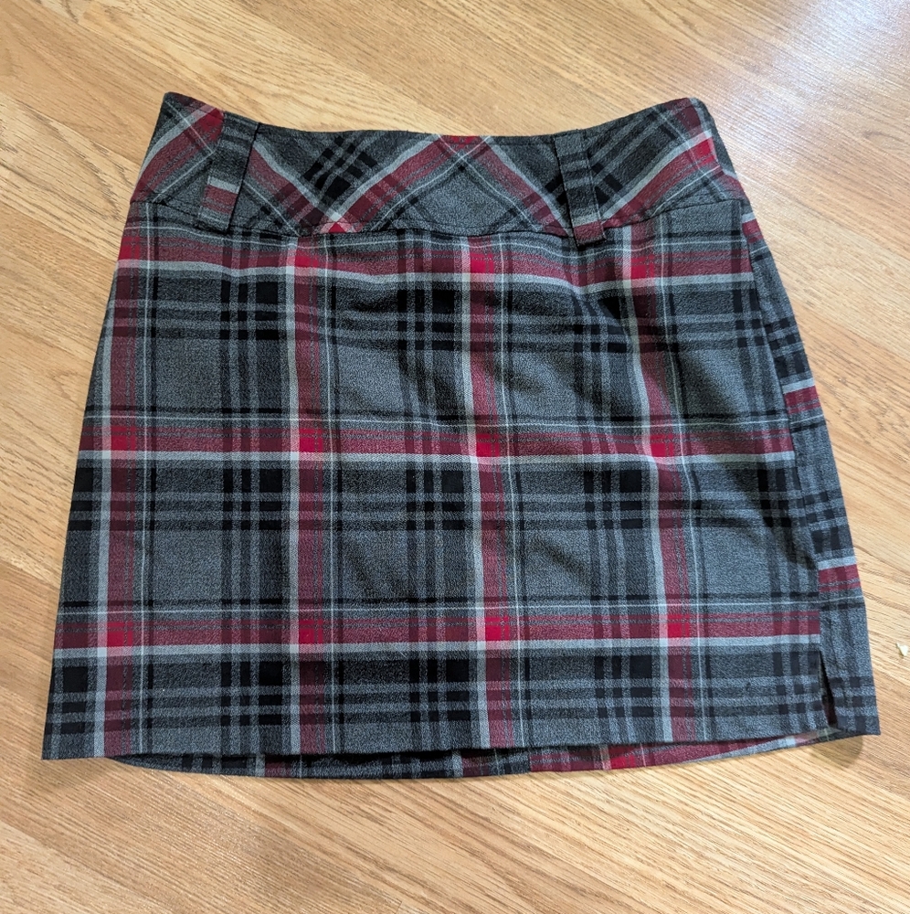I Love U Plaid Mini Skirt